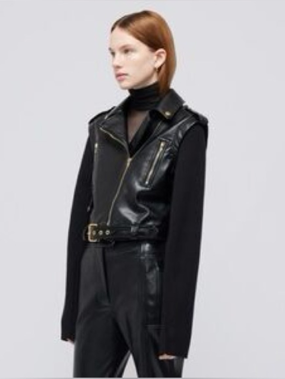 Jonathan Simkhai Belene Jacket Vegan Leather Knit Sleeves Size M - Picture 2 of 16